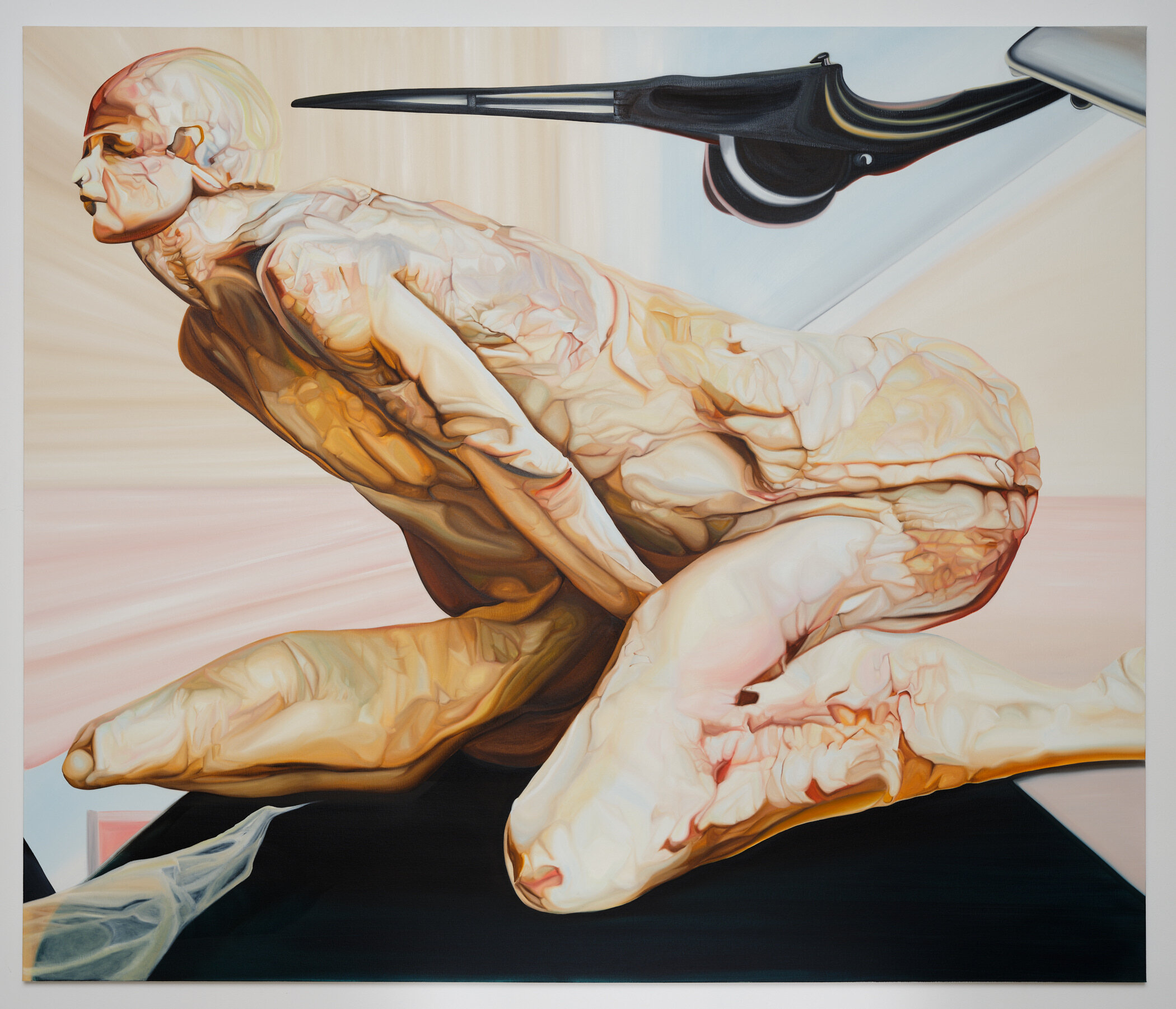 Aleksandra Sidor, <i>big old news</i>, 2023. Oil on linen, 78 3/4 x 92 1/2 in (200 x 235 cm)